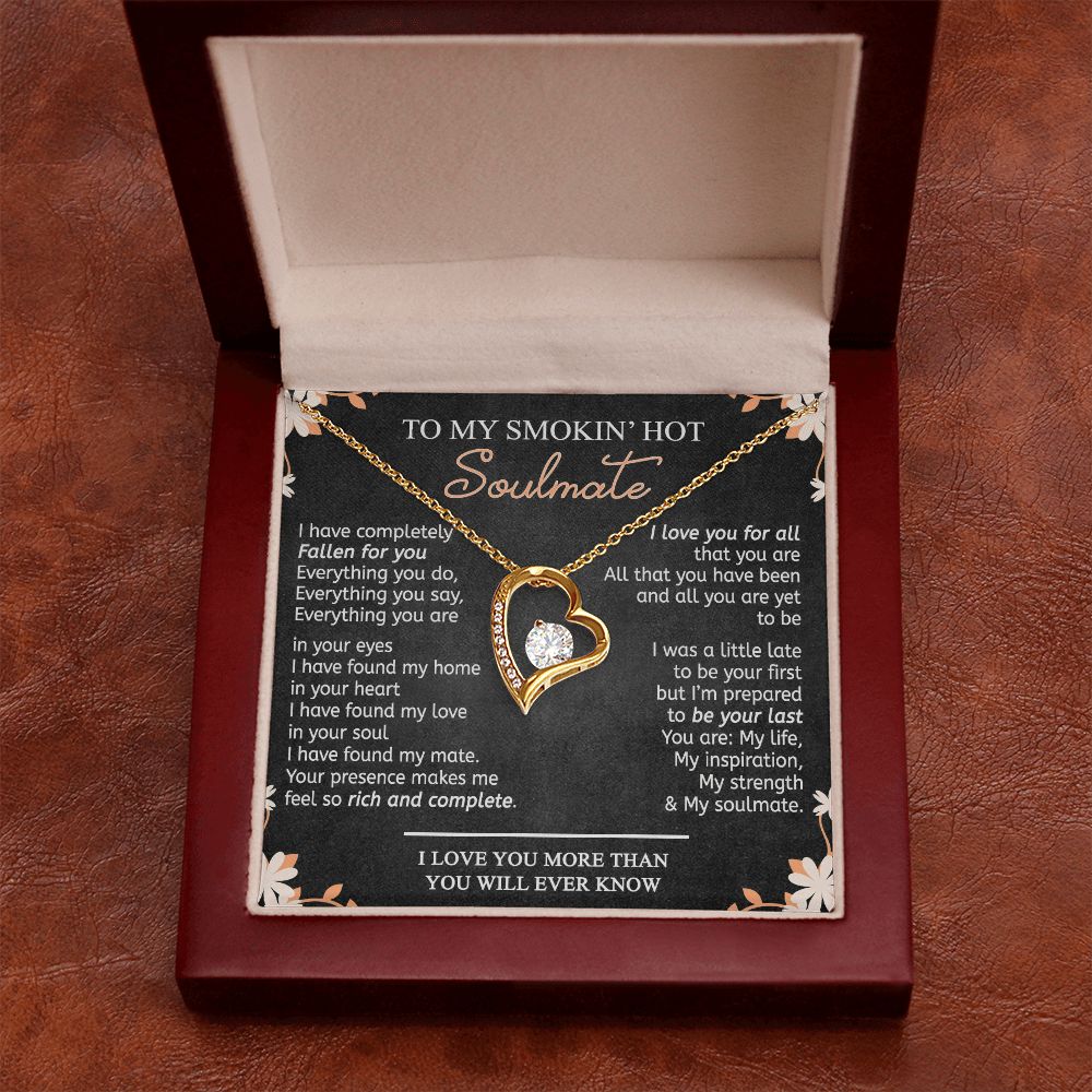 To My Smokin Hot Soulmate Necklace - Wife Gifts From Husband To My Wife Necklace, Gift for Her Romantic, Girlfriend Gifts Necklace for Wife from Men Includes Message Card and Gift Box 10 Forever Love Necklace