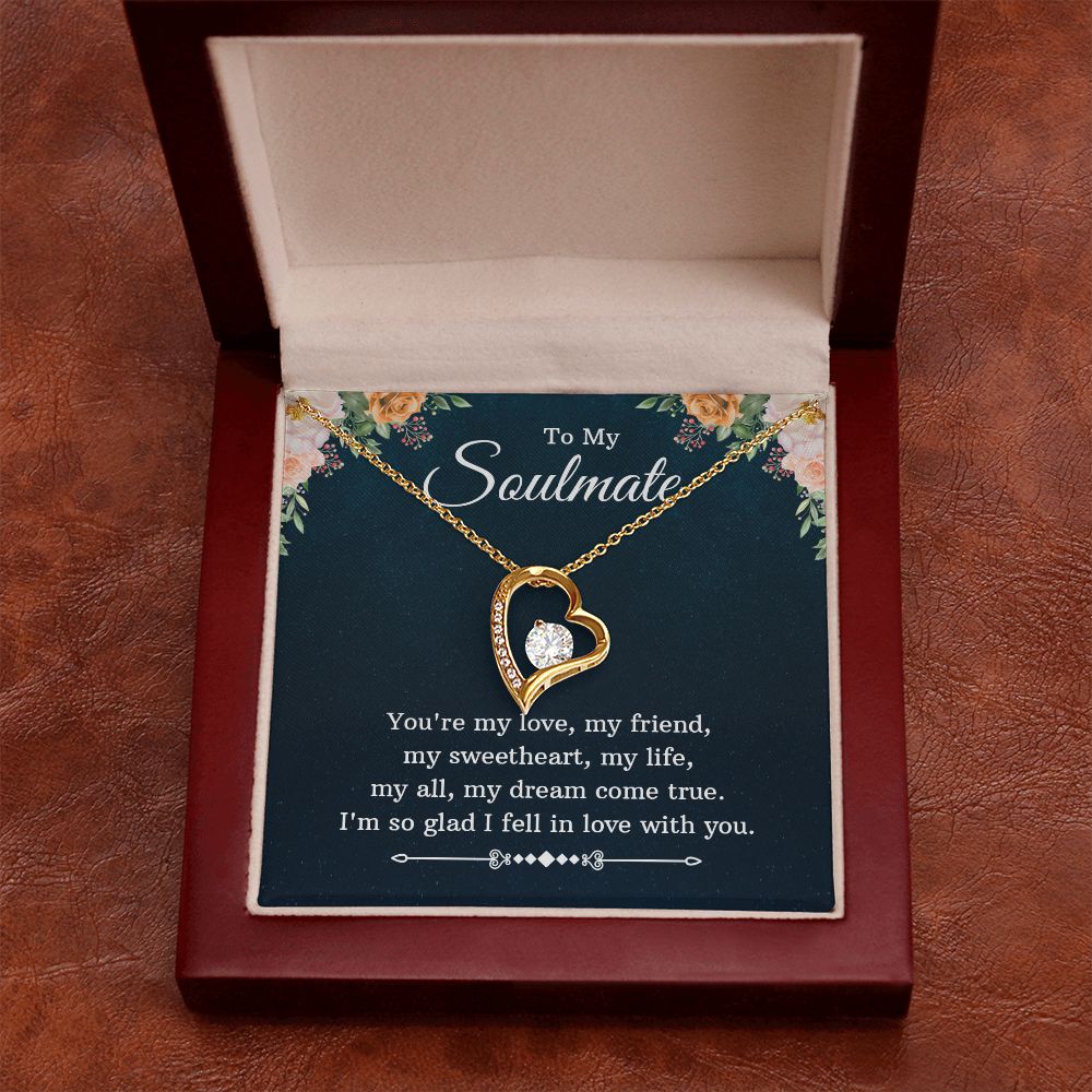 To My Soulmate Necklace for Women Birthday Christmas Jewelry Gifts For My Wife with Message Card Box Personalized Gift Present Pendant for Future Wife Soulmate Girlfriend Love 10 Forever Love Necklace