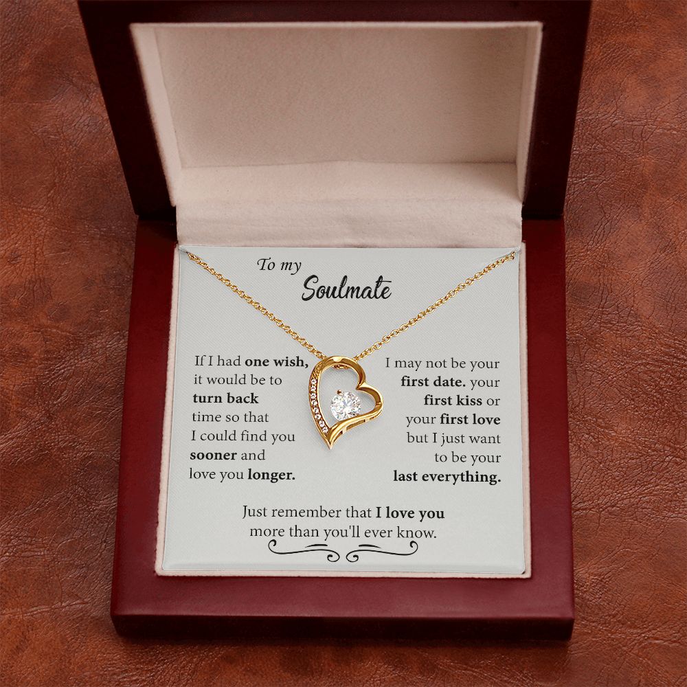To My Soulmate Necklace for Women Birthday Christmas Jewelry Gifts For My Wife with Message Card Box Personalized Gift Present Pendant for Future Wife Soulmate Girlfriend Love 24 Forever Love Necklace