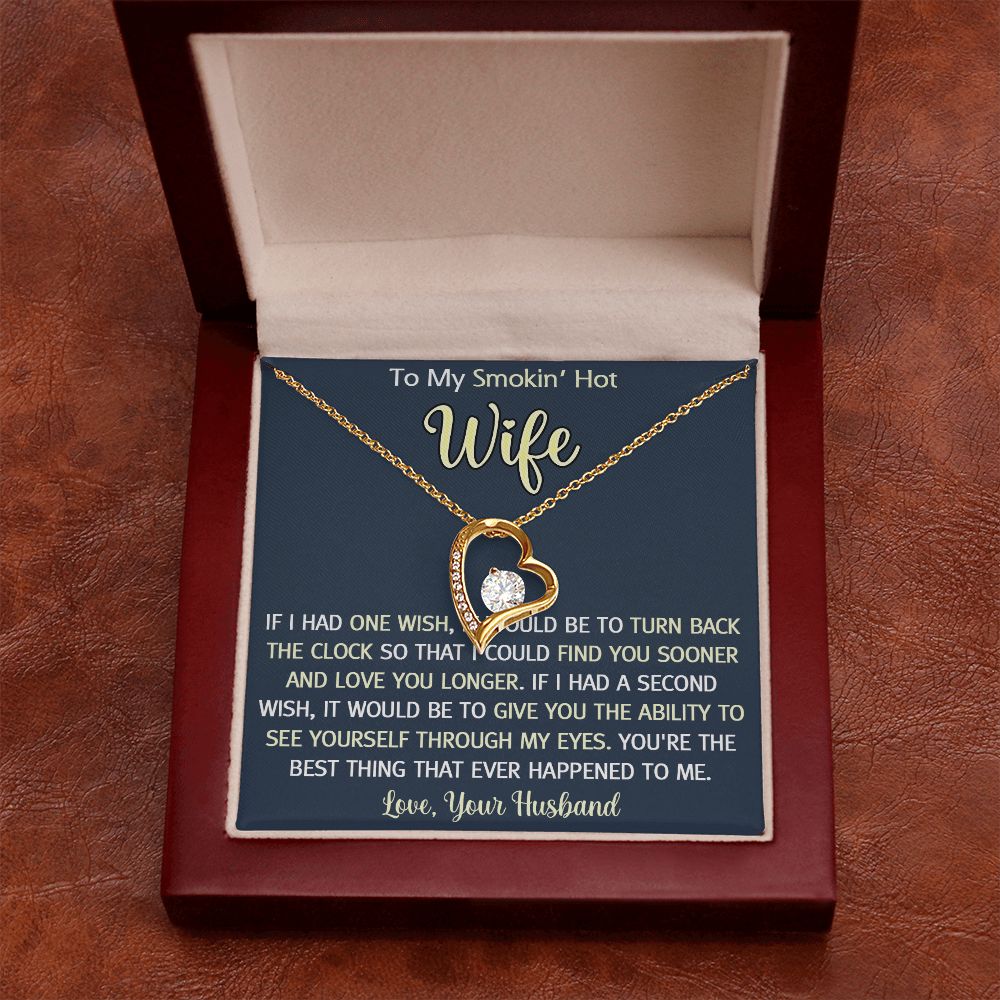 To My Smokin Hot Wife Necklace, Wedding Anniversary Jewelry For Women, Necklace For Wife from Husband, Gifts For Wife Birthday Gifts Necklace, Jewelry With Message Card In A Gift Box3 Forever Love Necklace