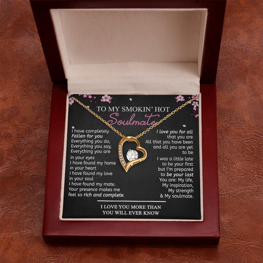 To My Smokin Hot Soulmate Necklace - Wife Gifts From Husband To My Wife Necklace, Gift for Her Romantic, Girlfriend Gifts Necklace for Wife from Men Includes Message Card and Gift Box 12 Forever Love Necklace