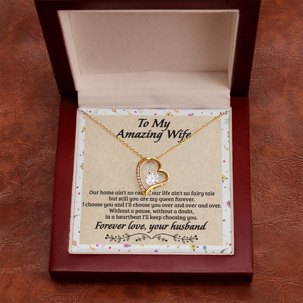 Birthday Gifts For Wife, Necklace Gifts For Wife From Husband, To My Wife Jewelry For Women , To My Wife Necklace  from Husband Wedding Anniversary Present For Wife, Beautiful Wife Jewelry Christmas18 Forever Love Necklace