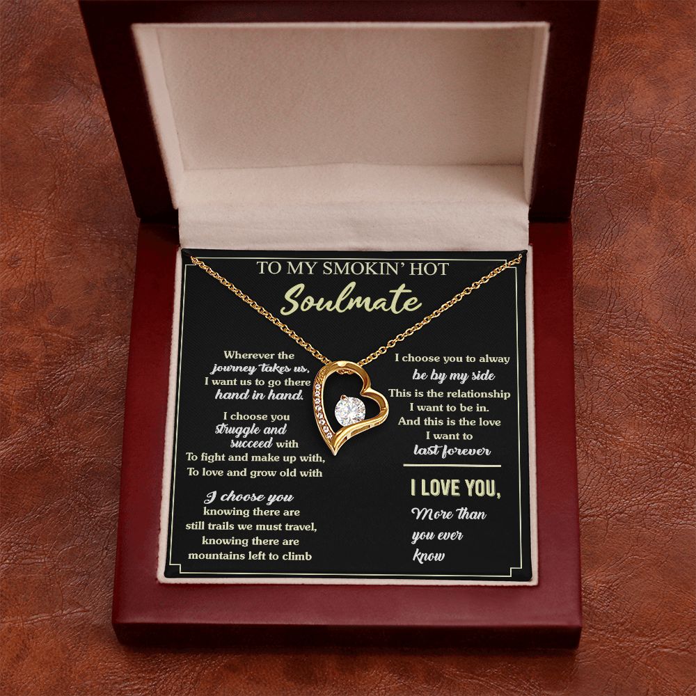 To My Soulmate Necklace for Women Birthday Valentines Day Jewelry Gifts For My Wife with Message Card Box Personalized Gift Present Pendant for Future Wife Soulmate Girlfriend Love 7 Forever Love Necklace