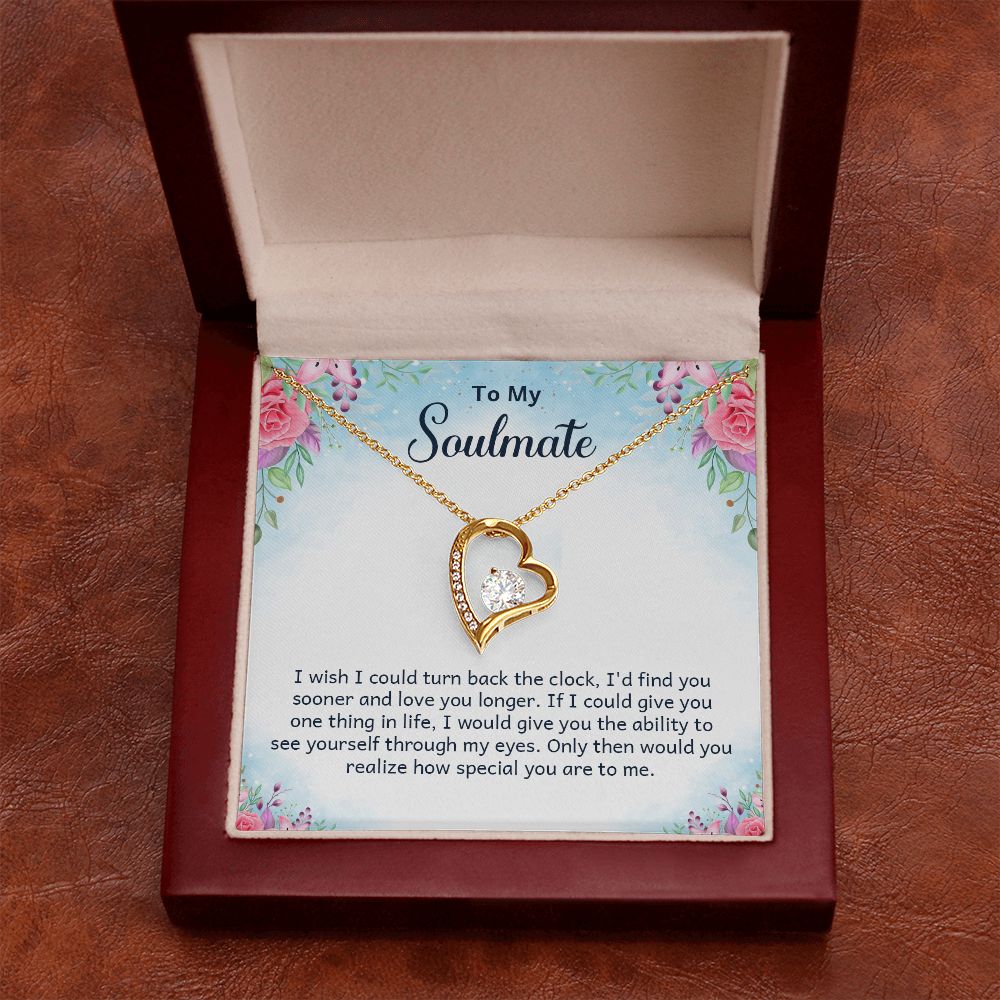 To My Soulmate Necklace for Women Birthday Christmas Jewelry Gifts For My Wife with Message Card Box Personalized Gift Present Pendant for Future Wife Soulmate Girlfriend Love 17 Forever Love Necklace