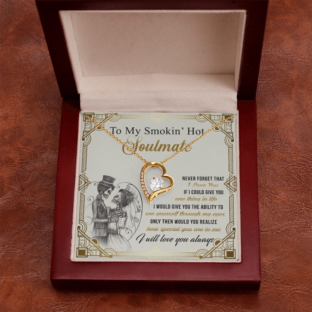 To My Smokin Hot Soulmate Necklace - Wife Gifts From Husband To My Wife Necklace, Gift for Her Romantic, Girlfriend Gifts Necklace for Wife from Men Includes Message Card and Gift Box 9 Forever Love Necklace