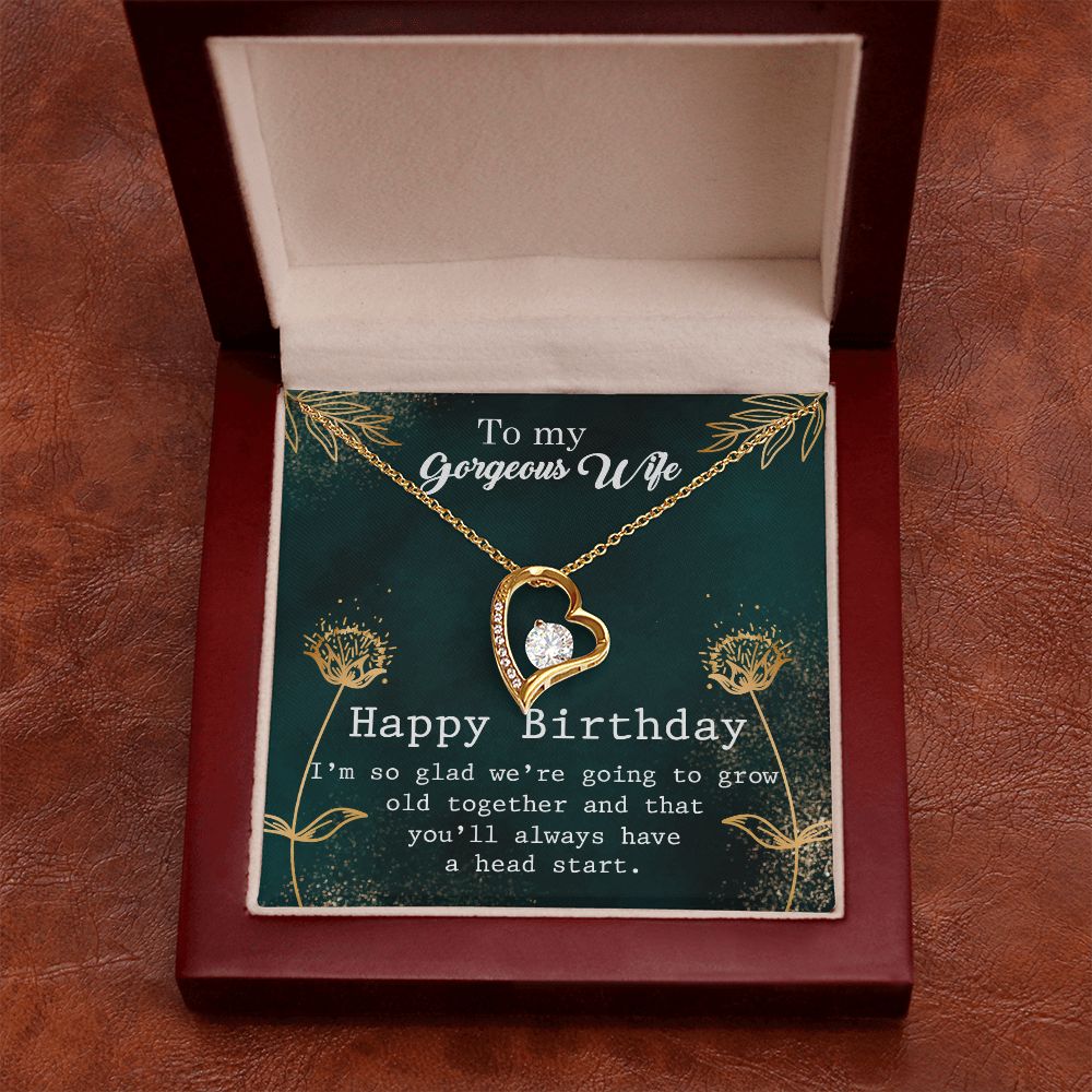 To My Gorgeous Wife Necklace Pendant Gift From Husbnd Habby Birthday A Head Start With Message Card and Gift Box. Valentine's Day Gift For Wife Future Wife Forever Love Necklace