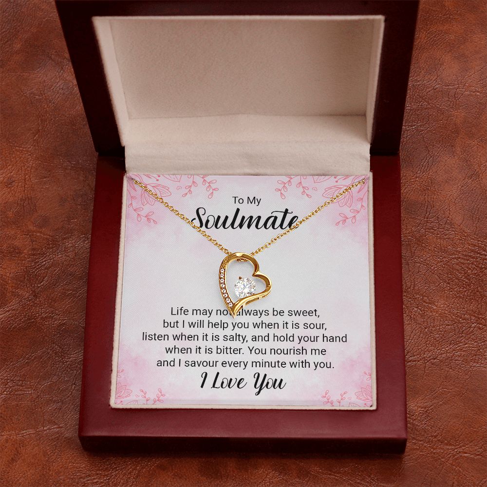 To My Soulmate Necklace for Women Birthday Christmas Jewelry Gifts For My Wife with Message Card Box Personalized Gift Present Pendant for Future Wife Soulmate Girlfriend Love 15 Forever Love Necklace