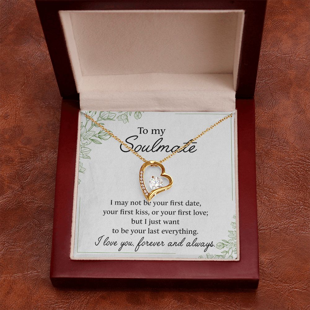 To My Soulmate Necklace for Women Birthday Christmas Jewelry Gifts For My Wife with Message Card Box Personalized Gift Present Pendant for Future Wife Soulmate Girlfriend Love 25 Forever Love Necklace