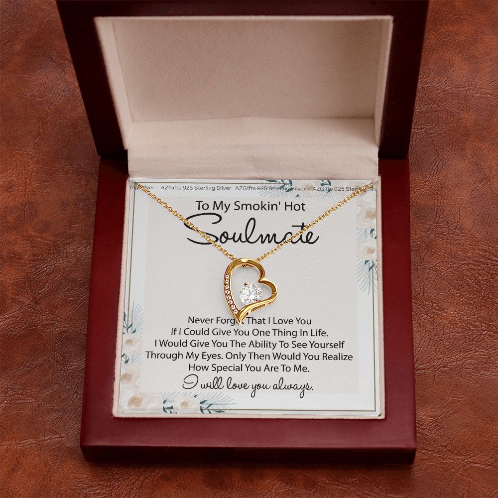 To My Smokin Hot Soulmate Necklace - Wife Gifts From Husband To My Wife Necklace, Gift for Her Romantic, Girlfriend Gifts Necklace for Wife from Men Includes Message Card and Gift Box 22 Forever Love Necklace