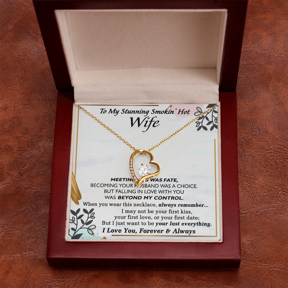 To My Smokin Hot Wife Necklace, Wedding Anniversary Jewelry For Women, Necklace For Wife from Husband, Gifts For Wife Birthday Gifts Necklace, Jewelry With Message Card In A Gift Box Forever Love Necklace