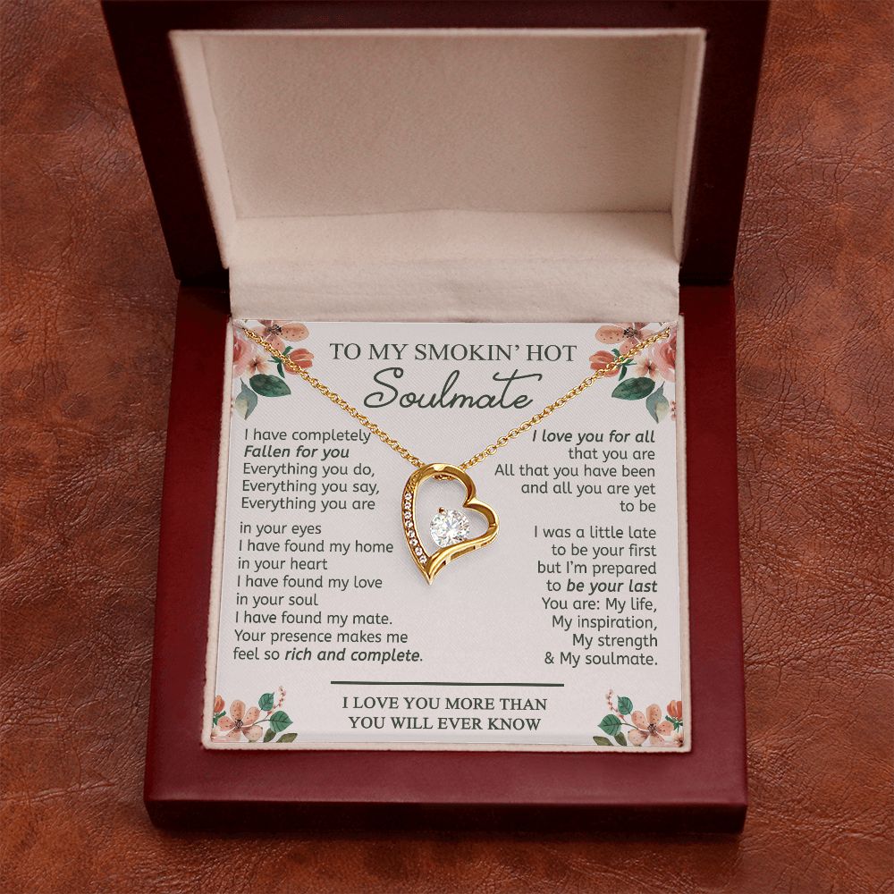 To My Smokin Hot Soulmate Necklace - Wife Gifts From Husband To My Wife Necklace, Gift for Her Romantic, Girlfriend Gifts Necklace for Wife from Men Includes Message Card and Gift Box 20 Forever Love Necklace