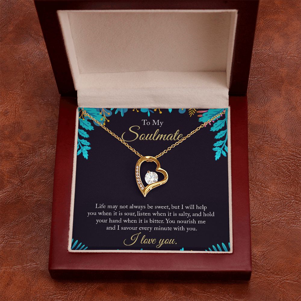 To My Soulmate Necklace for Women Birthday Christmas Jewelry Gifts For My Wife with Message Card Box Personalized Gift Present Pendant for Future Wife Soulmate Girlfriend Love 16 Forever Love Necklace