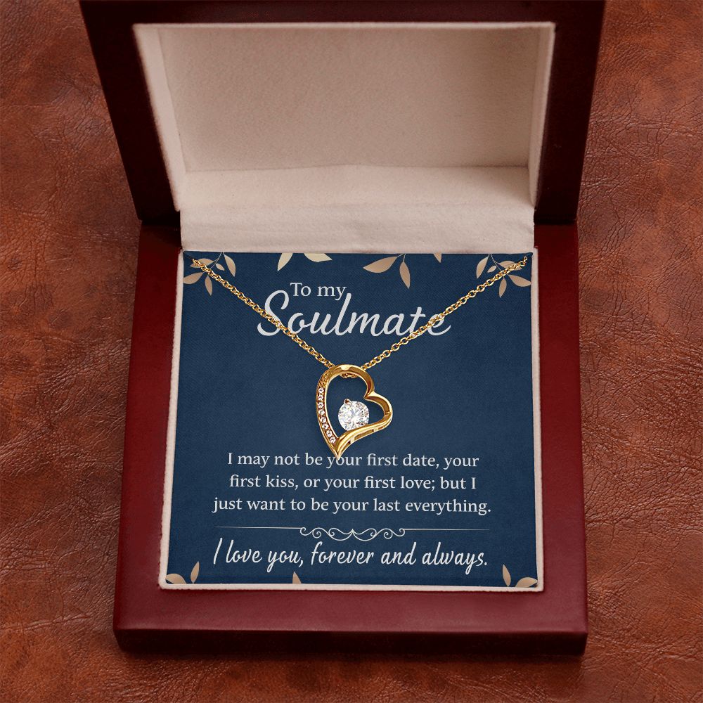 To My Soulmate Necklace for Women Birthday Christmas Jewelry Gifts For My Wife with Message Card Box Personalized Gift Present Pendant for Future Wife Soulmate Girlfriend Love 21 Forever Love Necklace