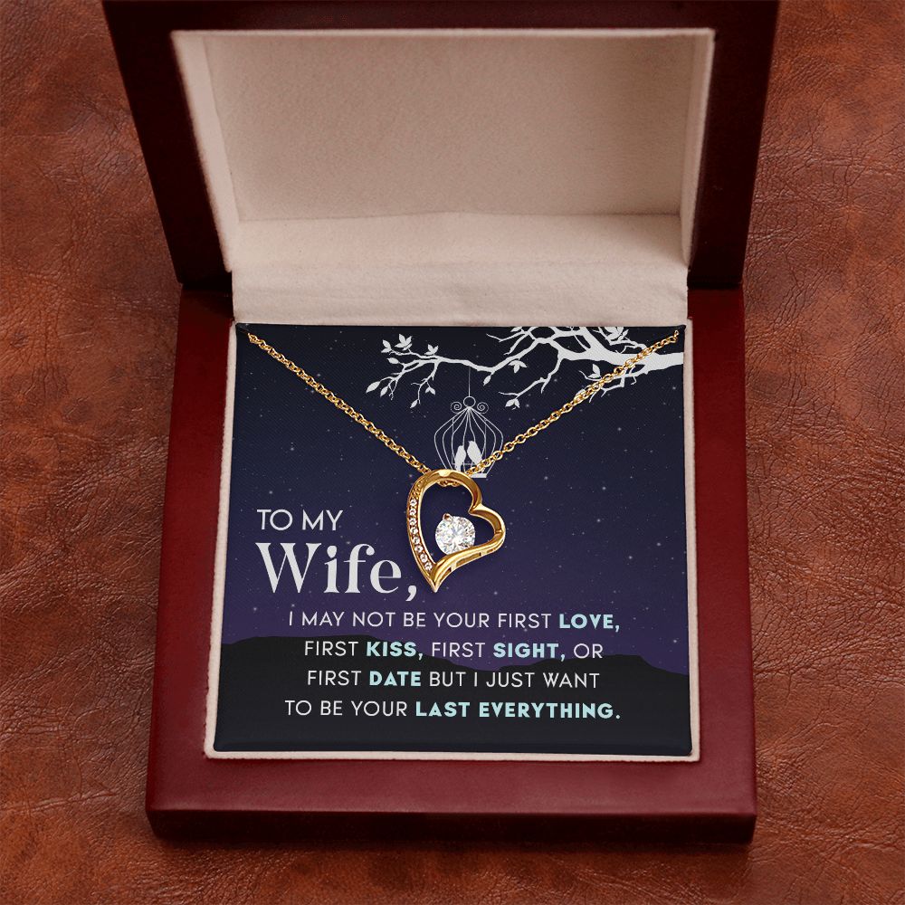 To My Wife Necklace from Husband, Personalized Necklace for Women, Luxury Necklace for Wife from Man Men, Wedding Anniversary Present For Wife, Beautiful Wife Jewelry Christmas Birthday Gift For Wife15 Forever Love Necklace