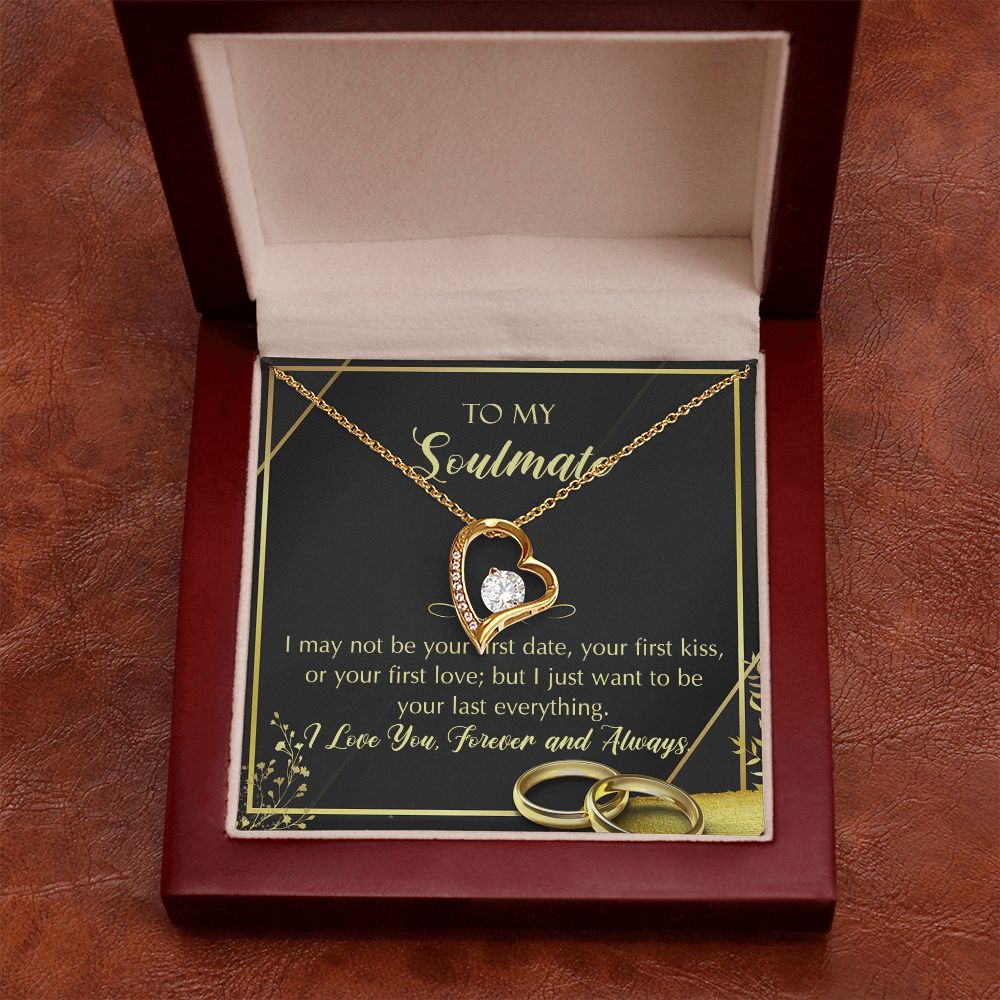 To My Soulmate Necklace for Women Birthday Christmas Jewelry Gifts For My Wife with Message Card Box Personalized Gift Present Pendant for Future Wife Soulmate Girlfriend Love 28 Forever Love Necklace