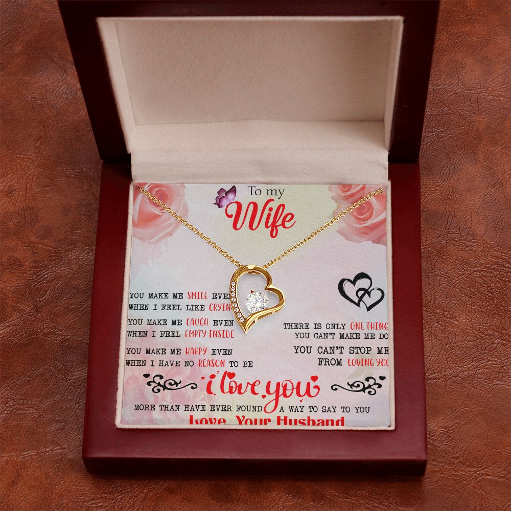 To My Wife Necklace, Wedding Anniversary Jewelry For Women, Necklace For Wife from Husband, Gift For Wife Birthday Gifts From Husband Necklace, Jewelry With Message Card In A Gift Box3 Forever Love Necklace