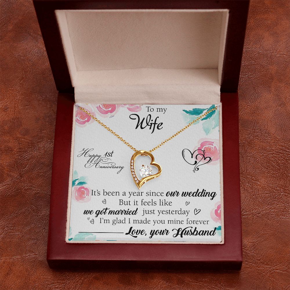 To My Wife Necklace, Wedding Anniversary Jewelry For Women, Necklace For Wife from Husband, Gift For Wife Birthday Gifts From Husband Necklace, Jewelry With Message Card In A Gift Box2 Forever Love Necklace
