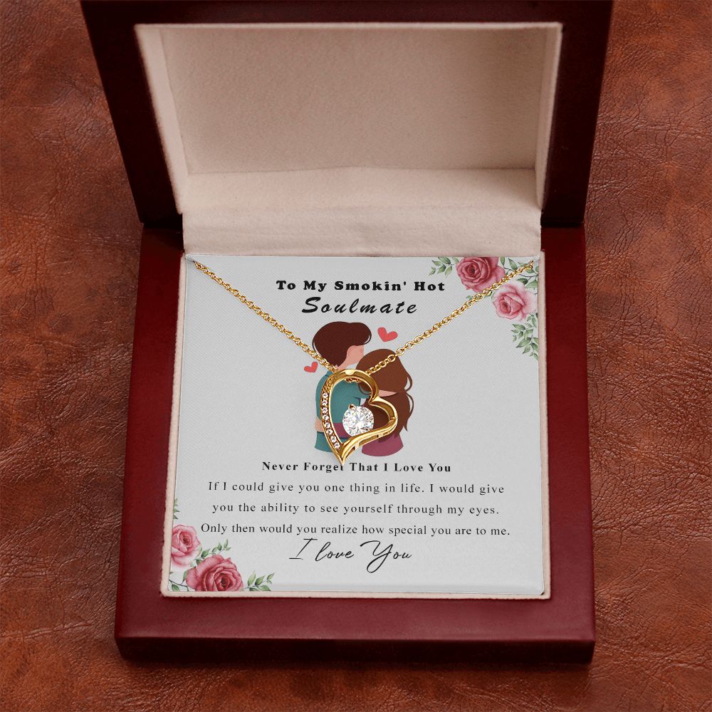 To My Smokin Hot Soulmate Necklace - Wife Gifts From Husband To My Wife Necklace, Gift for Her Romantic, Girlfriend Gifts Necklace for Wife from Men Includes Message Card and Gift Box Forever Love Necklace