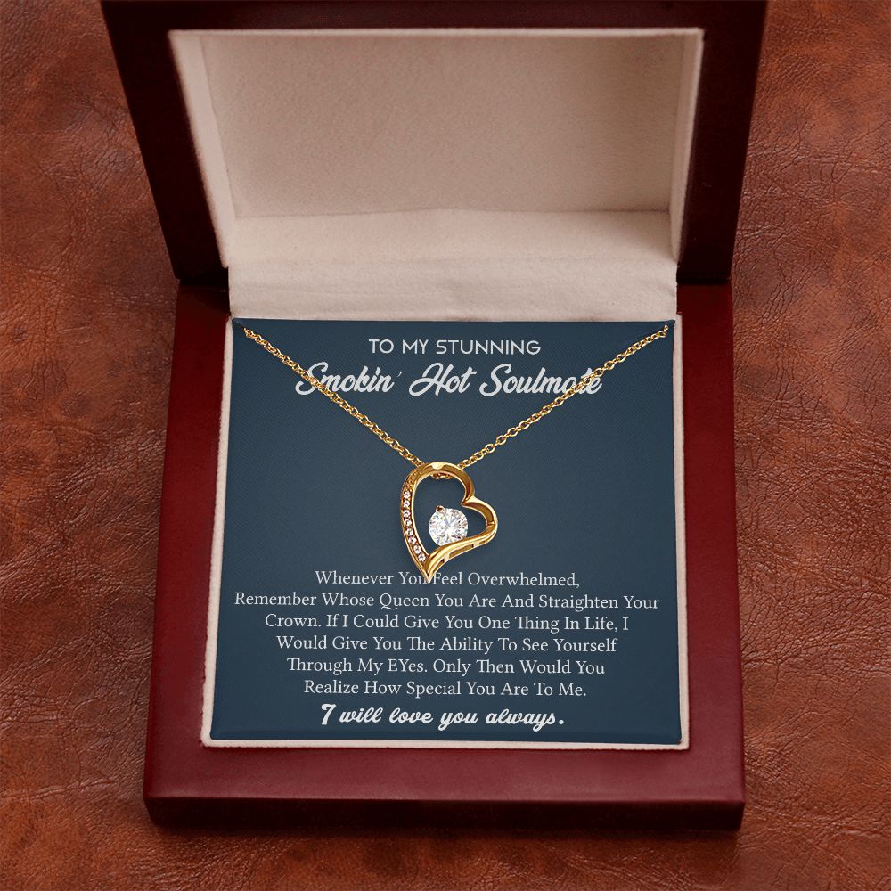 To My Soulmate Necklace for Women Birthday Valentines Day Jewelry Gifts For My Wife with Message Card Box Personalized Gift Present Pendant for Future Wife Soulmate Girlfriend Love 5 Forever Love Necklace