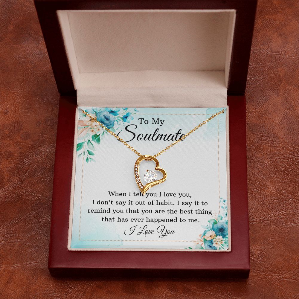 To My Soulmate Necklace for Women Birthday Christmas Jewelry Gifts For My Wife with Message Card Box Personalized Gift Present Pendant for Future Wife Soulmate Girlfriend Love 12 Forever Love Necklace