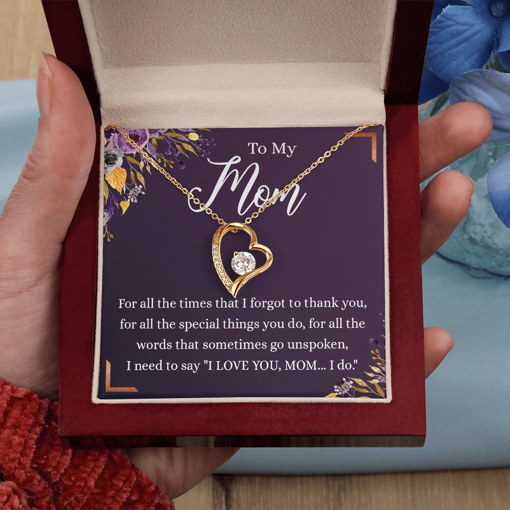 To My Mother Gift Necklace To Mom, Mother, Mommy, Momma from Child Special Mother Gift for Birthday Mothers Day Retriment Anniversary Hoiday Present for Mom Necklace for Women Forever Love Necklace
