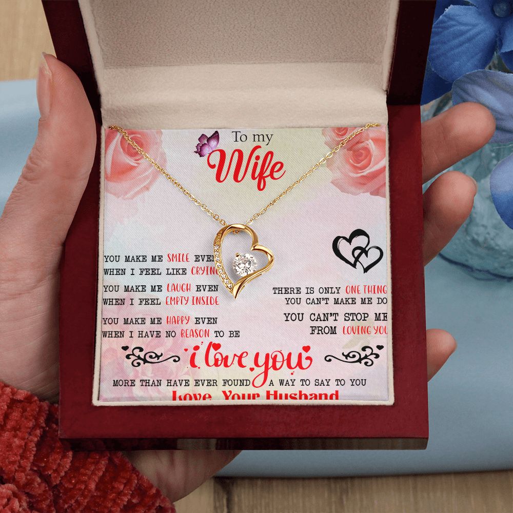To My Wife Necklace, Wedding Anniversary Jewelry For Women, Necklace For Wife from Husband, Gift For Wife Birthday Gifts From Husband Necklace, Jewelry With Message Card In A Gift Box3 Forever Love Necklace
