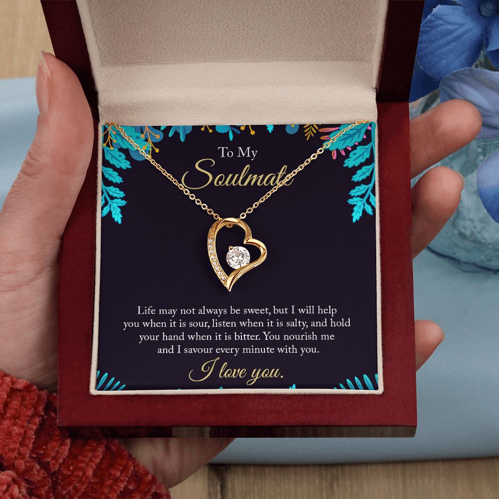 To My Soulmate Necklace for Women Birthday Christmas Jewelry Gifts For My Wife with Message Card Box Personalized Gift Present Pendant for Future Wife Soulmate Girlfriend Love 16 Forever Love Necklace