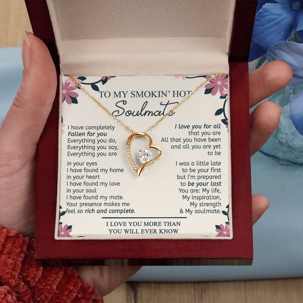 To My Smokin Hot Soulmate Necklace - Wife Gifts From Husband To My Wife Necklace, Gift for Her Romantic, Girlfriend Gifts Necklace for Wife from Men Includes Message Card and Gift Box 17 Forever Love Necklace