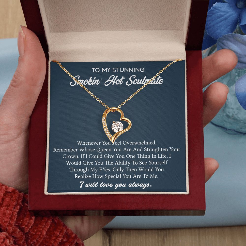 To My Soulmate Necklace for Women Birthday Valentines Day Jewelry Gifts For My Wife with Message Card Box Personalized Gift Present Pendant for Future Wife Soulmate Girlfriend Love 5 Forever Love Necklace