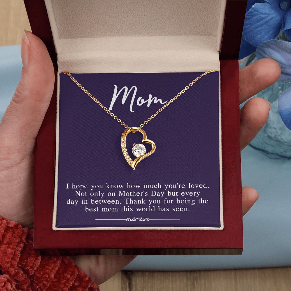 Mom Necklace Gifts for Mom from Daughter to Mom Gifts for Mothers Day from Daughter, To My Mom Necklace from Daughter to Mom Birthday Gifts Necklace with Message Card and Gift Box2239 Forever Love Necklace