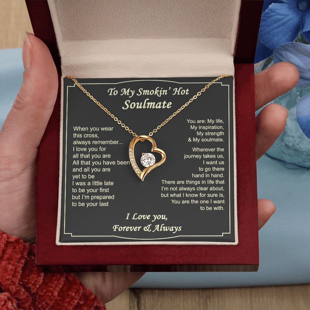 To My Smokin Hot Soulmate Necklace - Wife Gifts From Husband To My Wife Necklace, Gift for Her Romantic, Girlfriend Gifts Necklace for Wife from Men Includes Message Card and Gift Box 4 Forever Love Necklace
