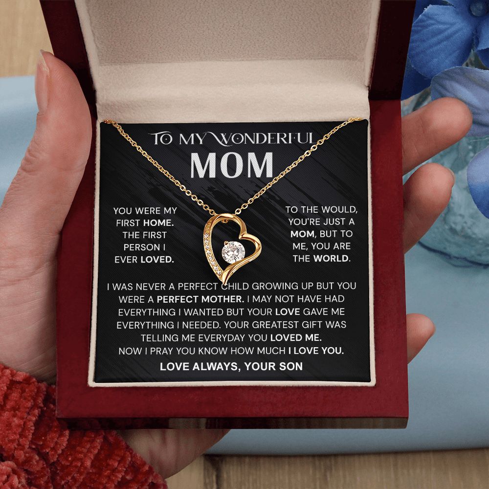 To My Wonderful Mom Necklace, Mom From Son Gift, Gift for Mother's Day From Son, Gift for Mom, Mother Gift from Son Necklace, Son to Mom Gifts, Mom gifts, Mothers Day Gift From Son Forever Love Necklace