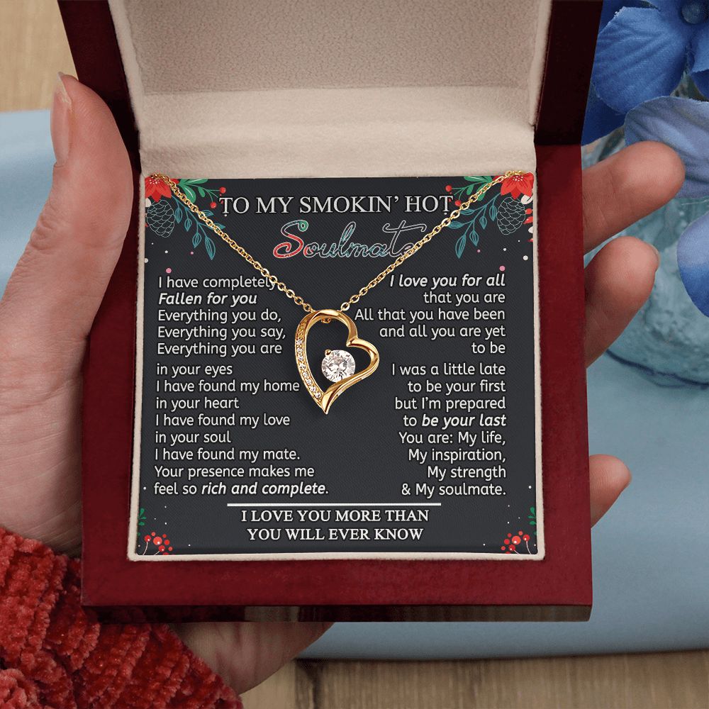 To My Smokin Hot Soulmate Necklace - Wife Gifts From Husband To My Wife Necklace, Gift for Her Romantic, Girlfriend Gifts Necklace for Wife from Men Includes Message Card and Gift Box 15 Forever Love Necklace