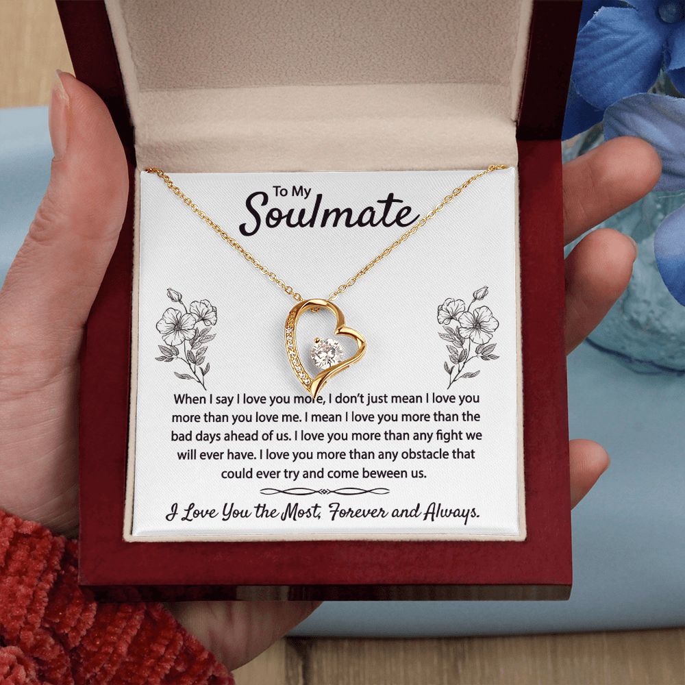 To My Soulmate Necklace for Women Birthday Christmas Jewelry Gifts For My Wife with Message Card Box Personalized Gift Present Pendant for Future Wife Soulmate Girlfriend Love 9 Forever Love Necklace