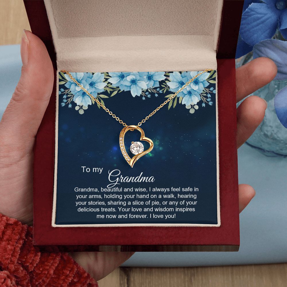 To My Grandma Necklace, Gift for Grandmother Necklace, Mothers Day Gift For Grandma Nana, Grandma Jewelry From Grandchildren GrandKids , Jewelry Box Gift For Grandma Grandmother2 Forever Love Necklace