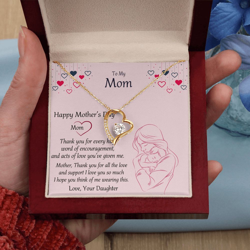 Mom Necklace Gifts for Mom from Daughter to Mom Gifts for Mothers Day from Daughter, To My Mom Necklace from Daughter to Mom Birthday Gifts Necklace with Message Card and Gift Box10 Forever Love Necklace