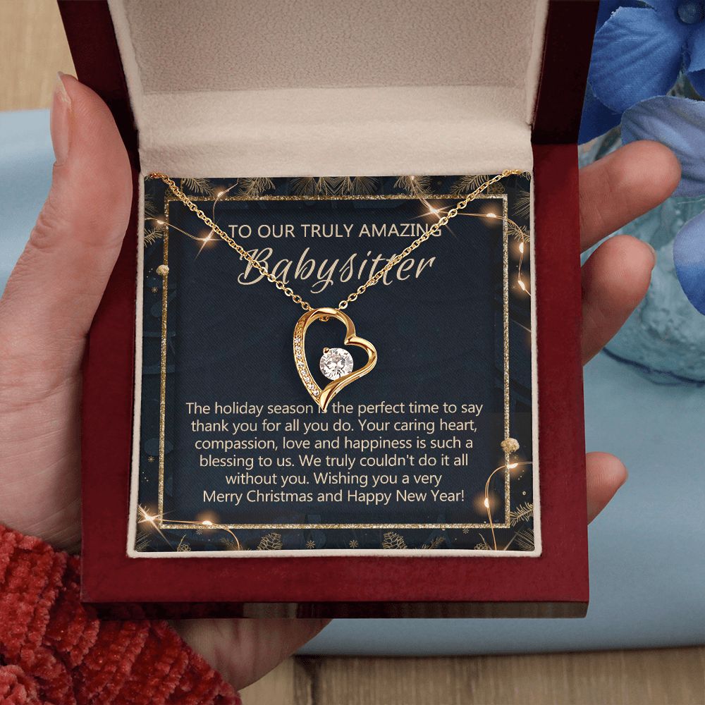 Babysitter Christmas Necklace Gift, Babysitter Gift, Christmas Babysitter Gift from Family, Merry Christmas Day Gift, Holiday Gift, Babysitter Necklace for Women 301 Forever Love Necklace