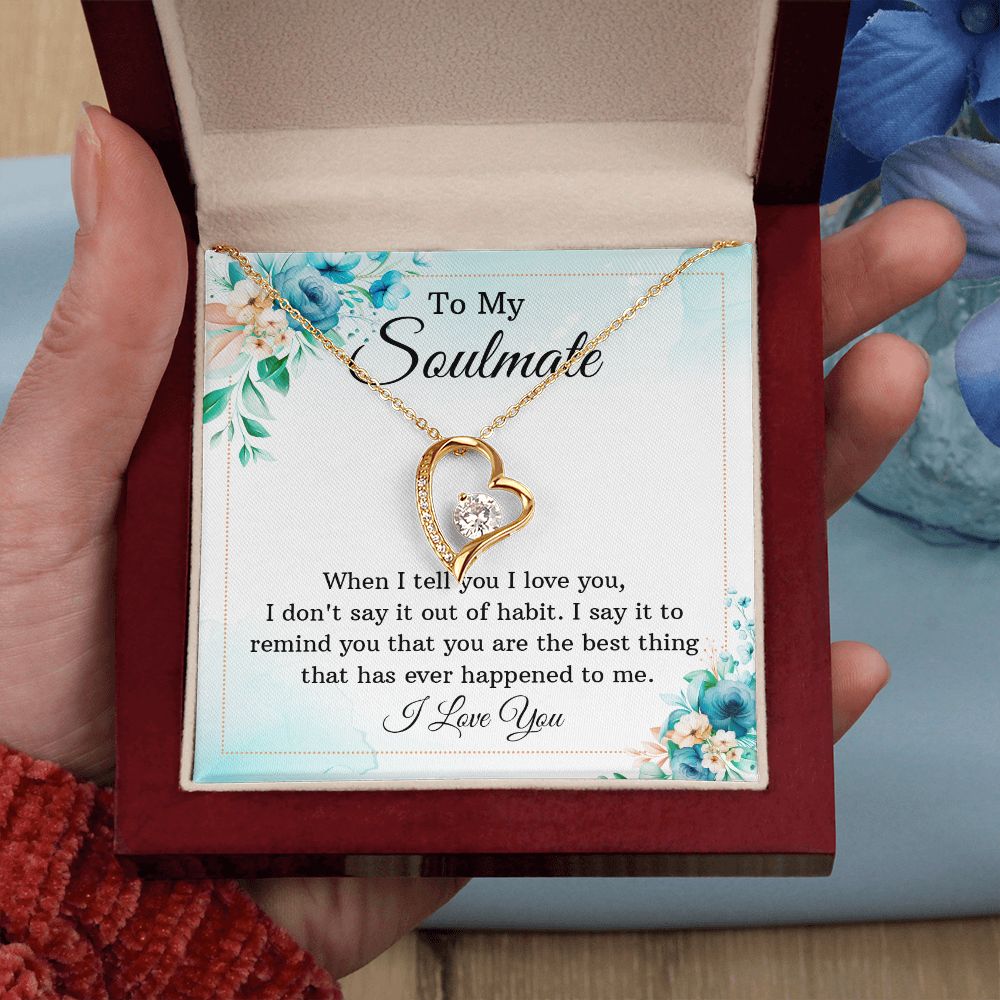 To My Soulmate Necklace for Women Birthday Christmas Jewelry Gifts For My Wife with Message Card Box Personalized Gift Present Pendant for Future Wife Soulmate Girlfriend Love 12 Forever Love Necklace