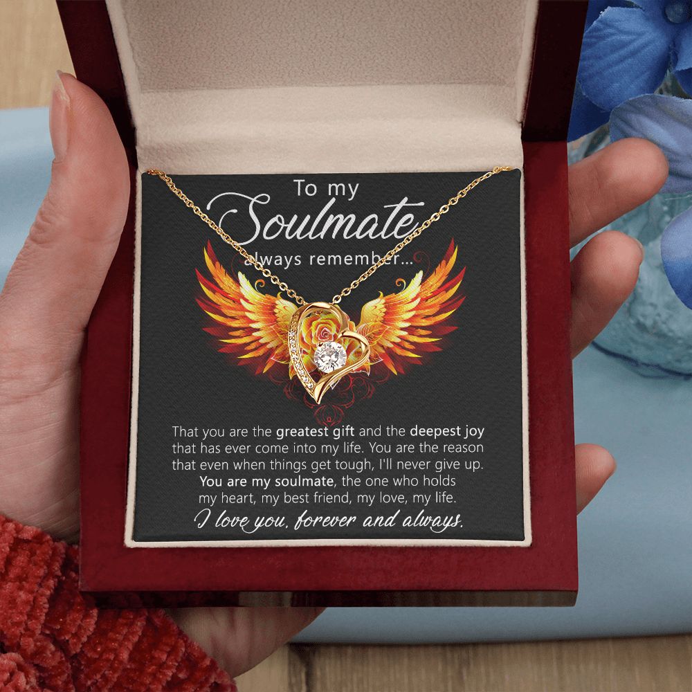 To My Soulmate Necklace for Women Birthday Christmas Jewelry Gifts For My Wife with Message Card Box Personalized Gift Present Pendant for Future Wife Soulmate Girlfriend Love 22 Forever Love Necklace