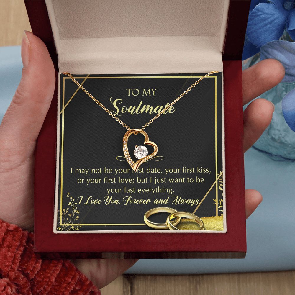 To My Soulmate Necklace for Women Birthday Christmas Jewelry Gifts For My Wife with Message Card Box Personalized Gift Present Pendant for Future Wife Soulmate Girlfriend Love 28 Forever Love Necklace