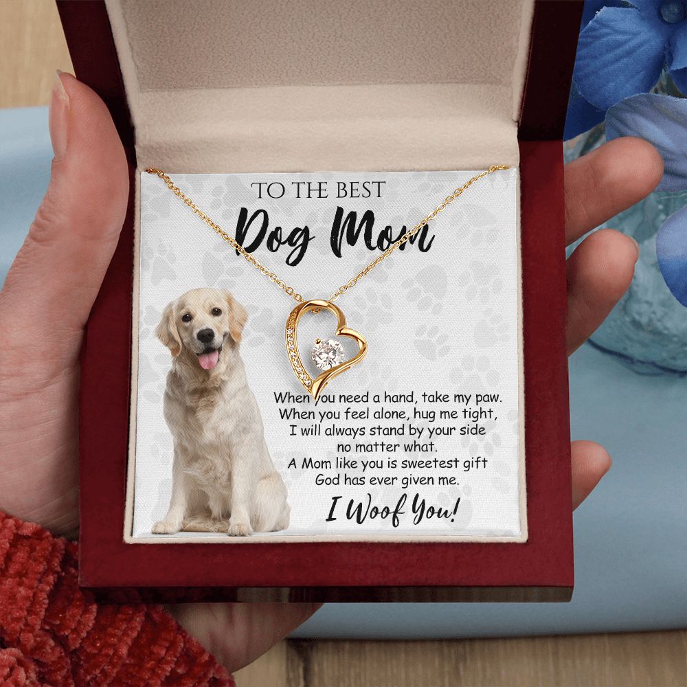 To The Best Golden Retriever Dog Mom Knot Necklace Mother's Day Gift , I Woof You Gift Card, Message Card Jewelry For Dog Lovers, Necklace For Mom Forever Love Necklace