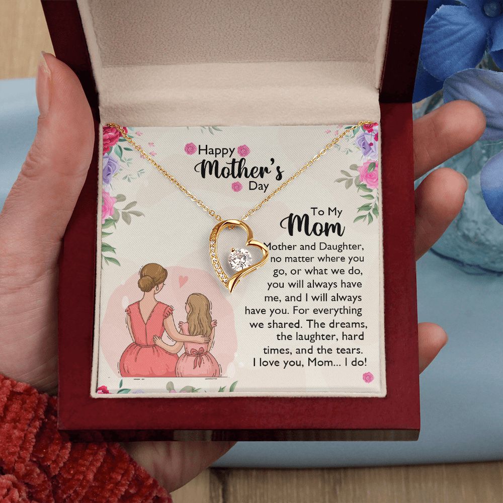 Mom Necklace Gifts for Mom from Daughter to Mom Gifts for Mothers Day from Daughter, To My Mom Necklace from Daughter to Mom Birthday Gifts Necklace with Message Card and Gift Box11 Forever Love Necklace