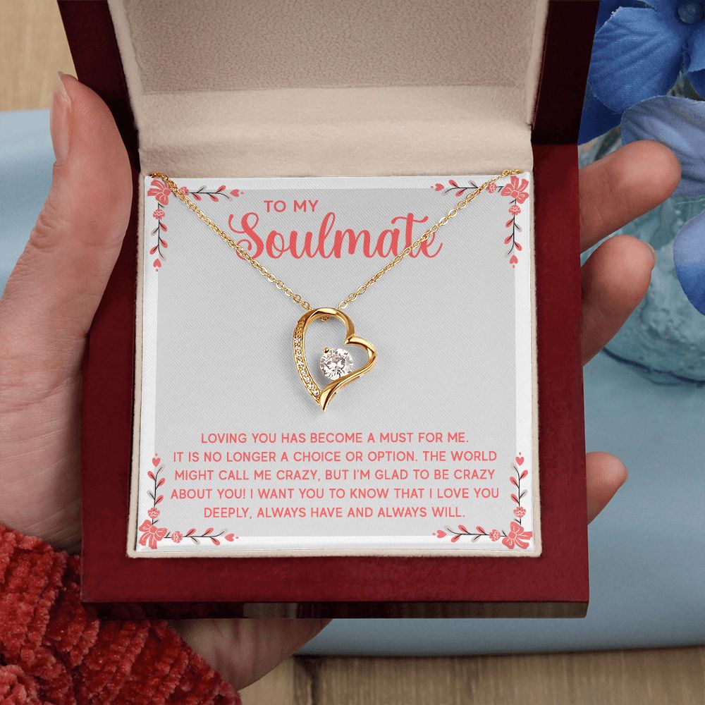 To My Soulmate Necklace for Women Birthday Christmas Jewelry Gifts For My Wife with Message Card Box Personalized Gift Present Pendant for Future Wife Soulmate Girlfriend Love 14 Forever Love Necklace