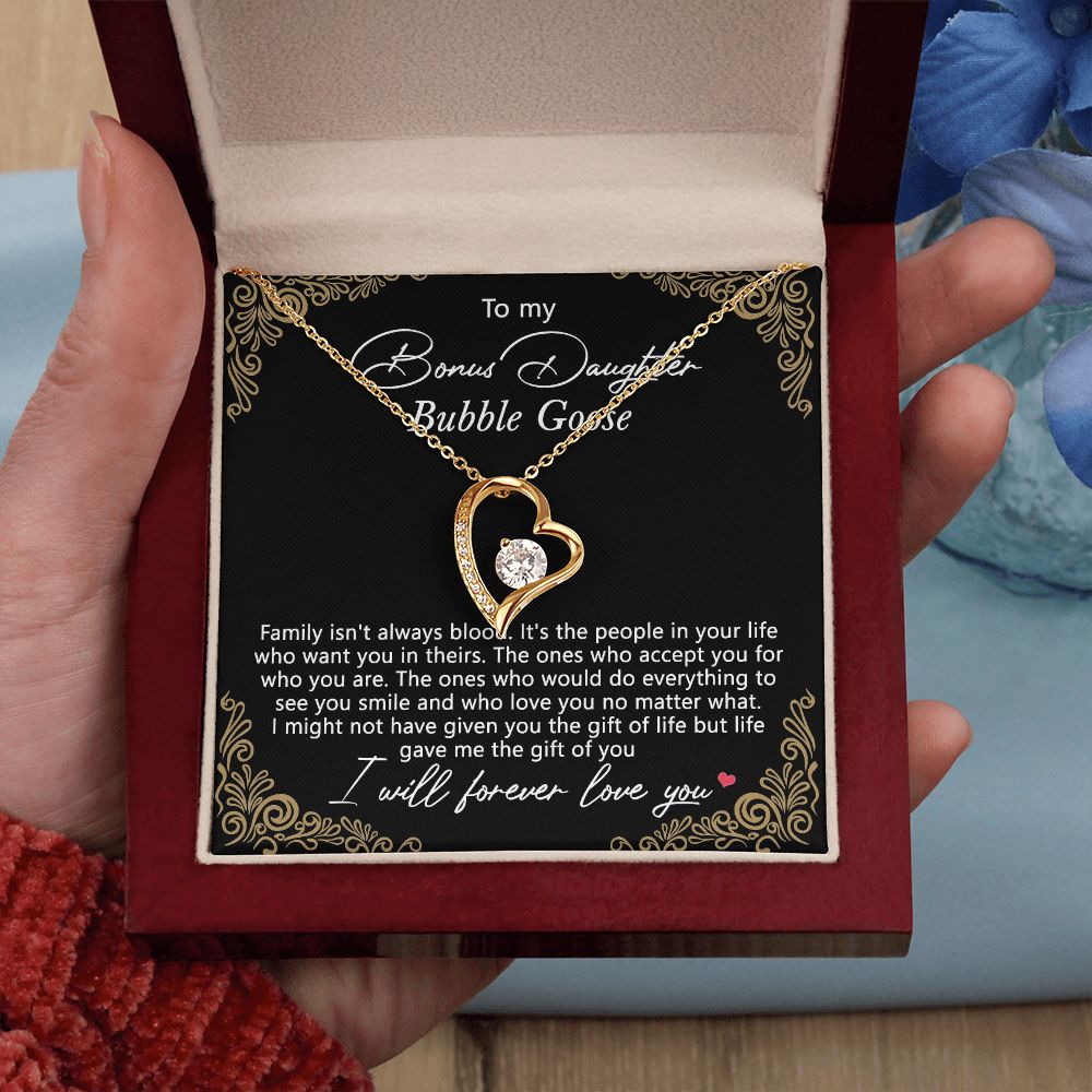 Bonus Daughter Gifts From Stepdad, Step Daughter Gifts From Stepmom, Stepdaughter Gifts From Stepdad, Father Stepdaughter Necklace, To My Bonus Daughter Necklaces, Christmas Gifts For Bonus9 Forever Love Necklace