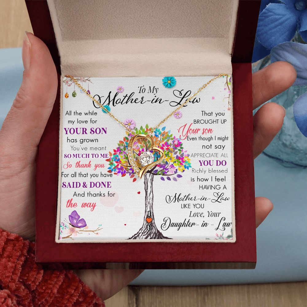 To My Mom Tree Necklace Pendant Gift From Daughter In Law Necklace Said And Done Gift For To Mom Happy Mother's Day Mother In Law Gift On Birthday Anniversary Gift 30821 Forever Love Necklace