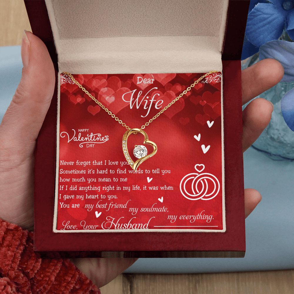 To My Wife Necklace, Wedding Anniversary Jewelry For Women, Necklace For Wife from Husband, Gift For Wife Birthday Gifts From Husband Necklace, Jewelry With Message Card In A Gift Box4 Forever Love Necklace