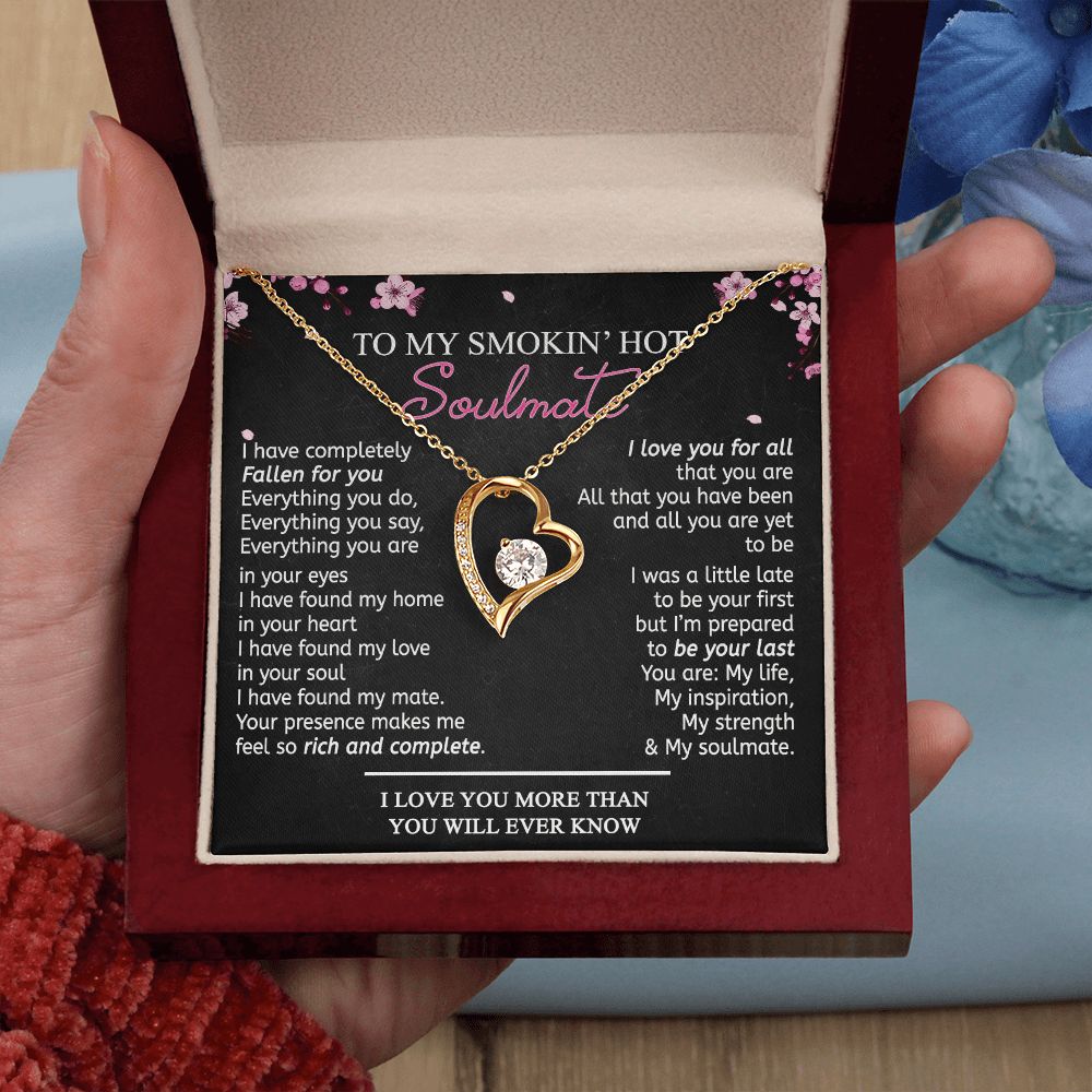 To My Smokin Hot Soulmate Necklace - Wife Gifts From Husband To My Wife Necklace, Gift for Her Romantic, Girlfriend Gifts Necklace for Wife from Men Includes Message Card and Gift Box 12 Forever Love Necklace