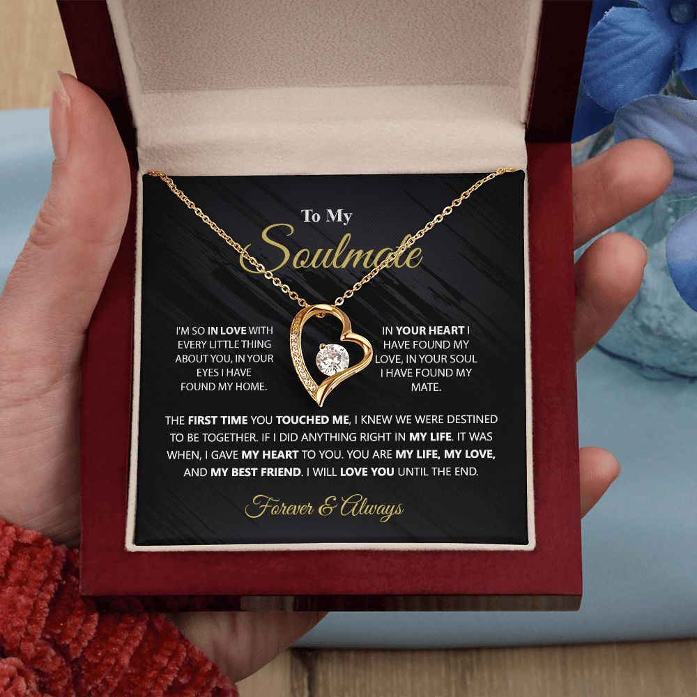 To My Soulmate Necklace for Women Birthday Christmas Jewelry Gifts For My Wife with Message Card Box Personalized Gift Present Pendant for Future Wife Soulmate Girlfriend Love 1 Forever Love Necklace