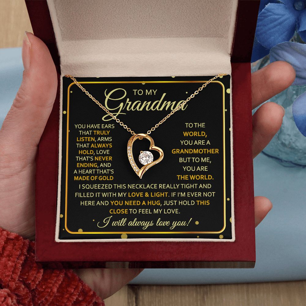 To My Grandma Necklace, Gift for Grandmother Necklace, Mothers Day Gift For Grandma Nana, Grandma Jewelry From Grandchildren GrandKids , Jewelry Box Gift For Grandma Grandmother7 Forever Love Necklace