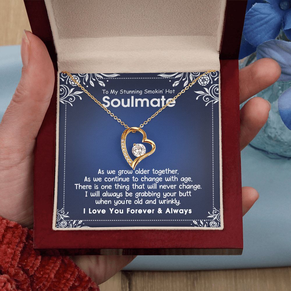To My Smokin Hot Soulmate Necklace - Wife Gifts From Husband To My Wife Necklace, Gift for Her Romantic, Girlfriend Gifts Necklace for Wife from Men Includes Message Card and Gift Box 5 Forever Love Necklace